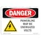 Signmission OSHA Danger Sign, 7" Height, 10" Width, Rigid Plastic, Powerline May Be Energized Volts, Landscape OS-DS-P-710-L-2323 - alternate 1